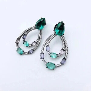 GLASS Stone Hoops Earrings | Party Earrings